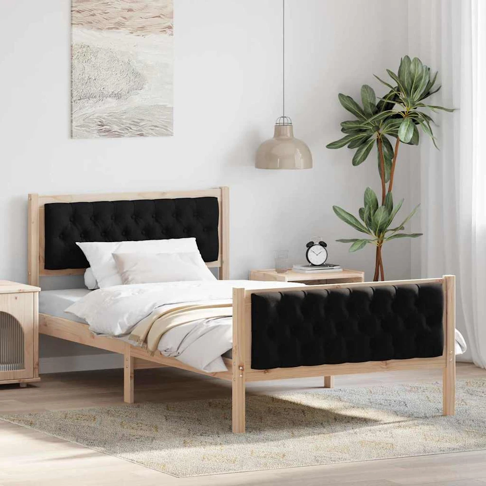 Lova Lovos rėmas Juoda 100 x 200 cm Kietos pušies mediena