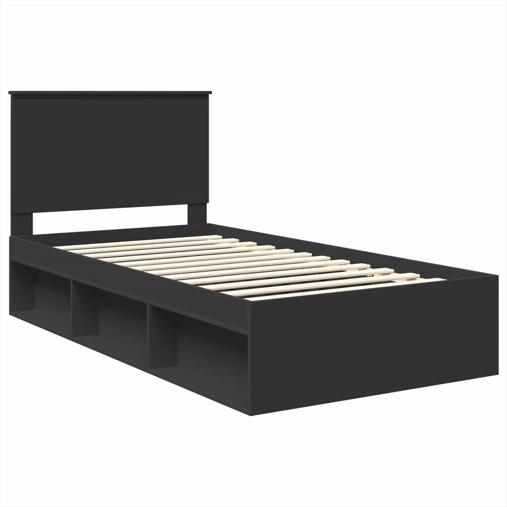 Lova Lovos rėmas Juoda 100 x 200 cm Kietos pušies mediena