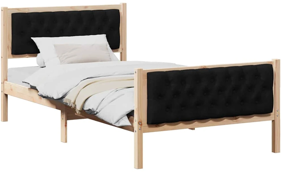 Lova Lovos rėmas Juoda 100 x 200 cm Kietos pušies mediena