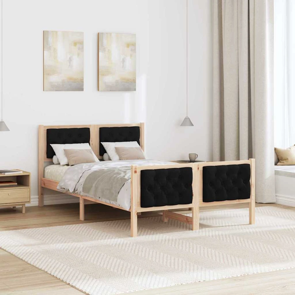 Lova Lovos rėmas Juoda 120 x 190 cm Kietos pušies mediena