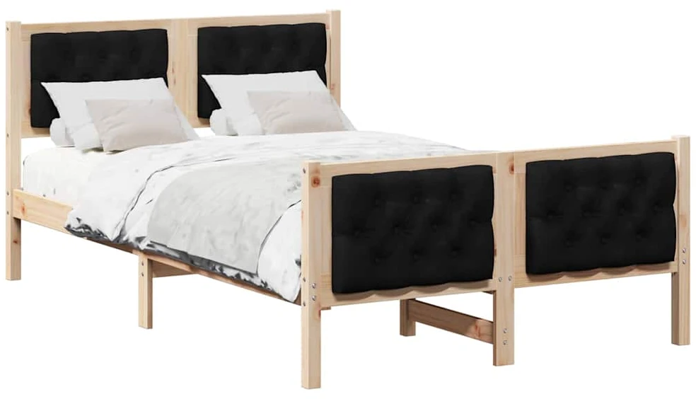 Lova Lovos rėmas Juoda 120 x 190 cm Kietos pušies mediena
