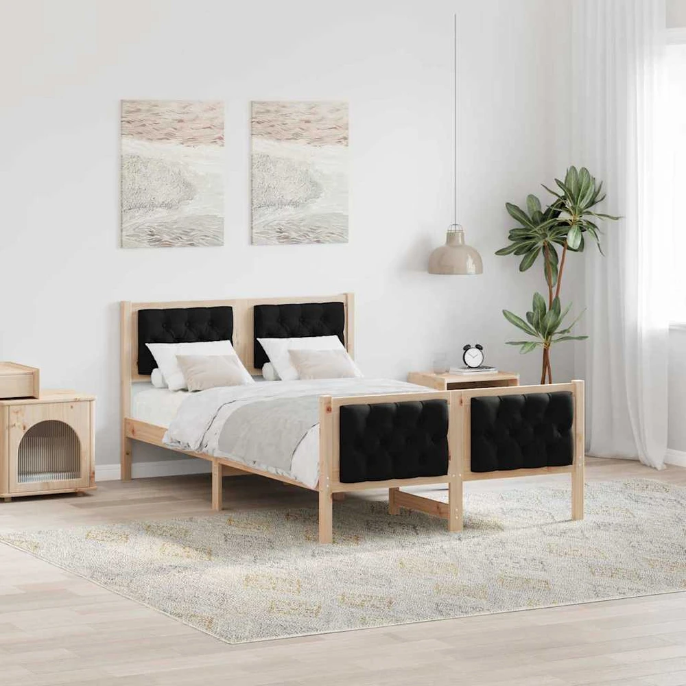 Lova Lovos rėmas Juoda 120 x 190 cm Kietos pušies mediena