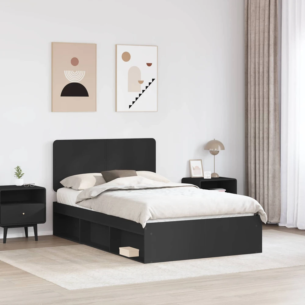 Lova Lovos rėmas Juoda 120 x 200 cm Kietos pušies mediena