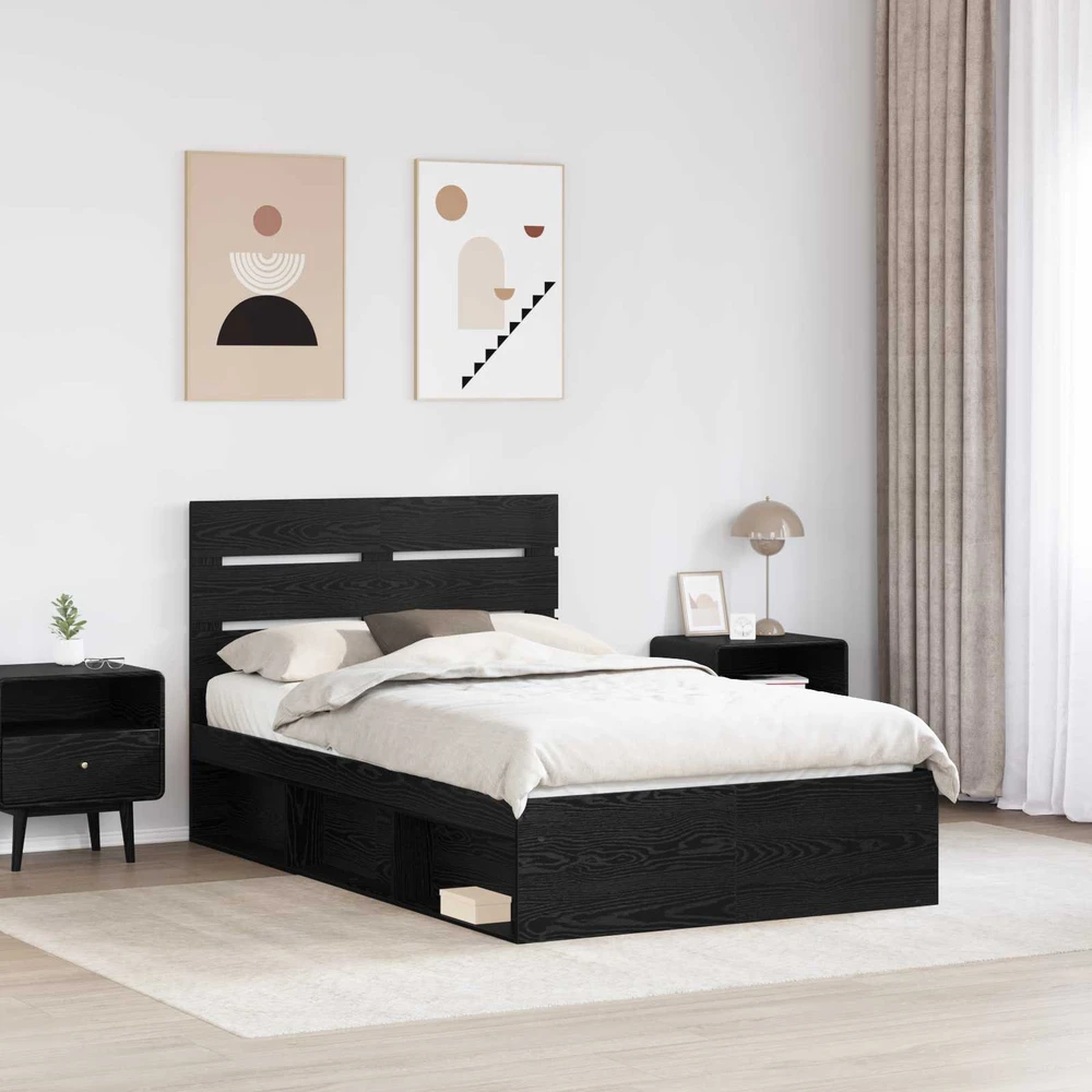 Lova Lovos rėmas Juoda 120 x 200 cm Kietos pušies mediena