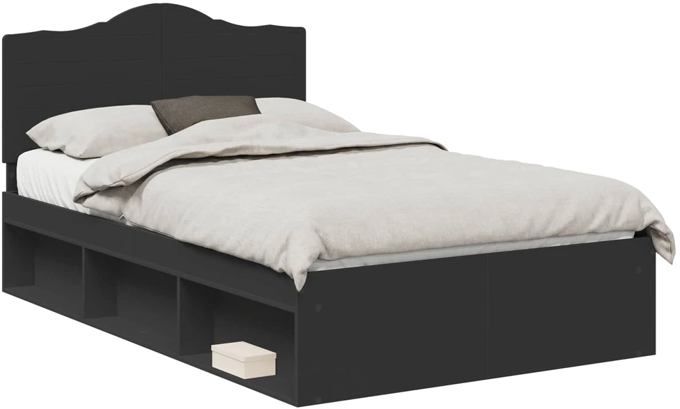 Lova Lovos rėmas Juoda 135 x 190 cm Kietos pušies mediena