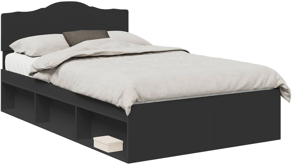 Lova Lovos rėmas Juoda 135 x 190 cm Kietos pušies mediena