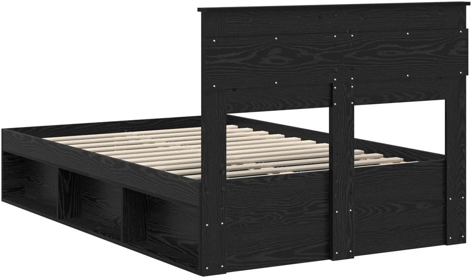 Lova Lovos rėmas Paprastas Juoda 135 x 190 cm Kietos pušies mediena