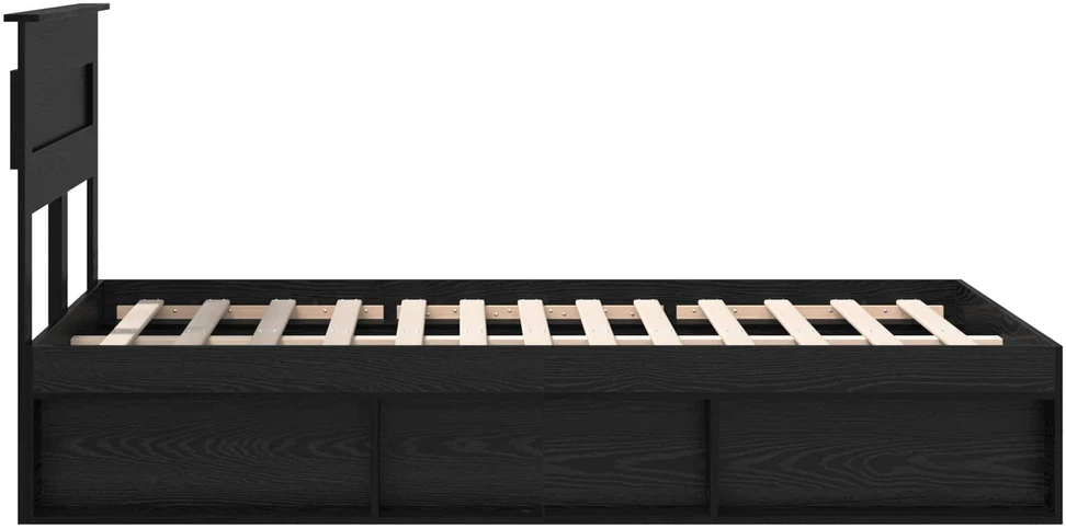 Lova Lovos rėmas Paprastas Juoda 135 x 190 cm Kietos pušies mediena