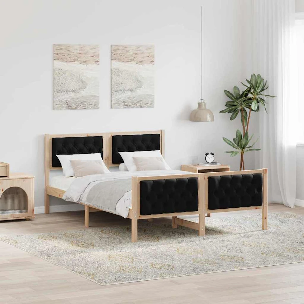 Lovos rėmas Juoda 140 x 190 cm Kietos pušies mediena