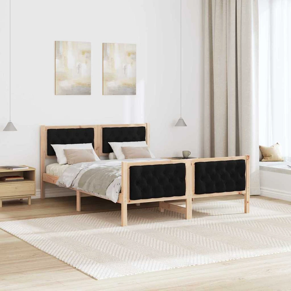 Lovos rėmas Juoda 140 x 200 cm Kietos pušies mediena