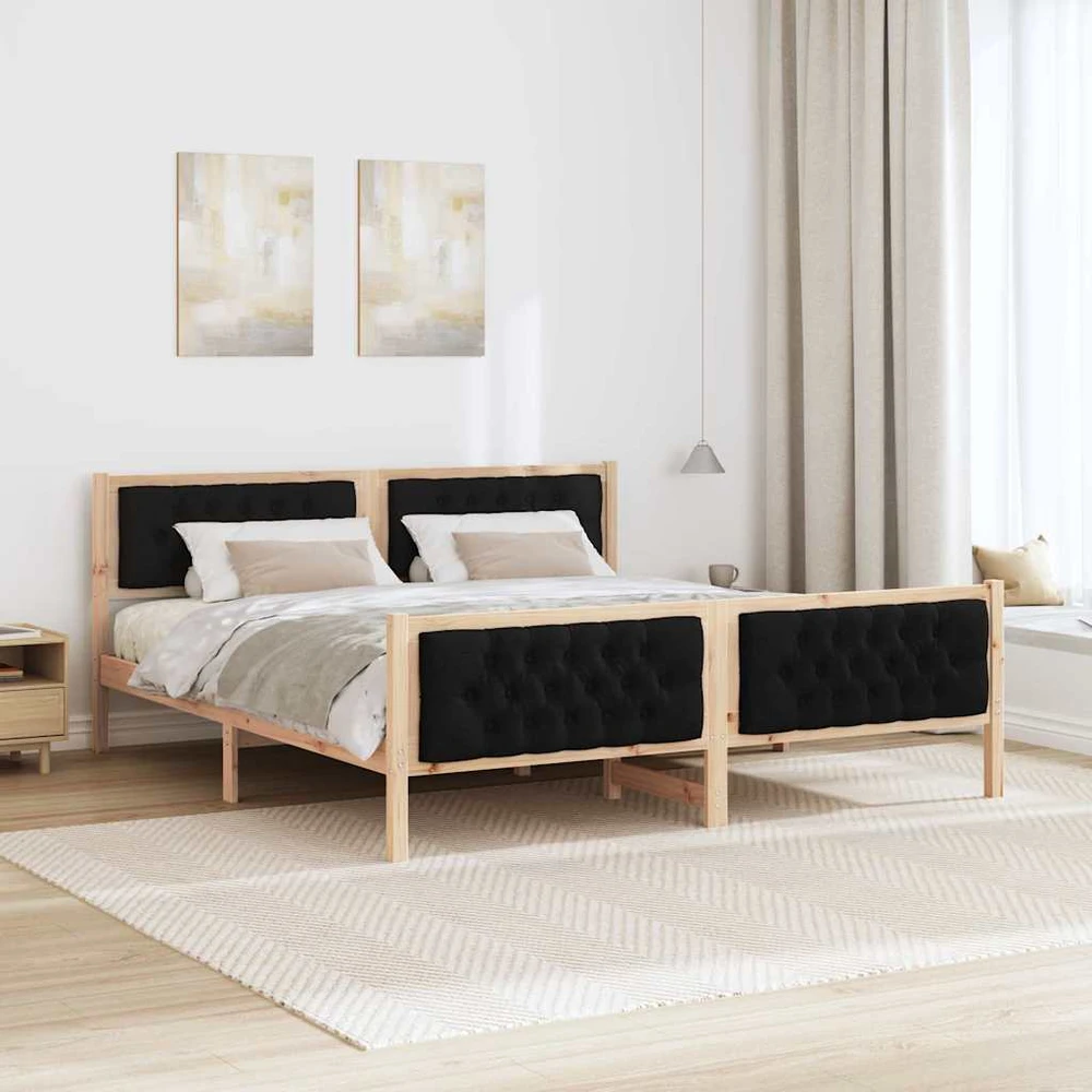 Lovos rėmas Juoda 160 x 200 cm Kietos pušies mediena