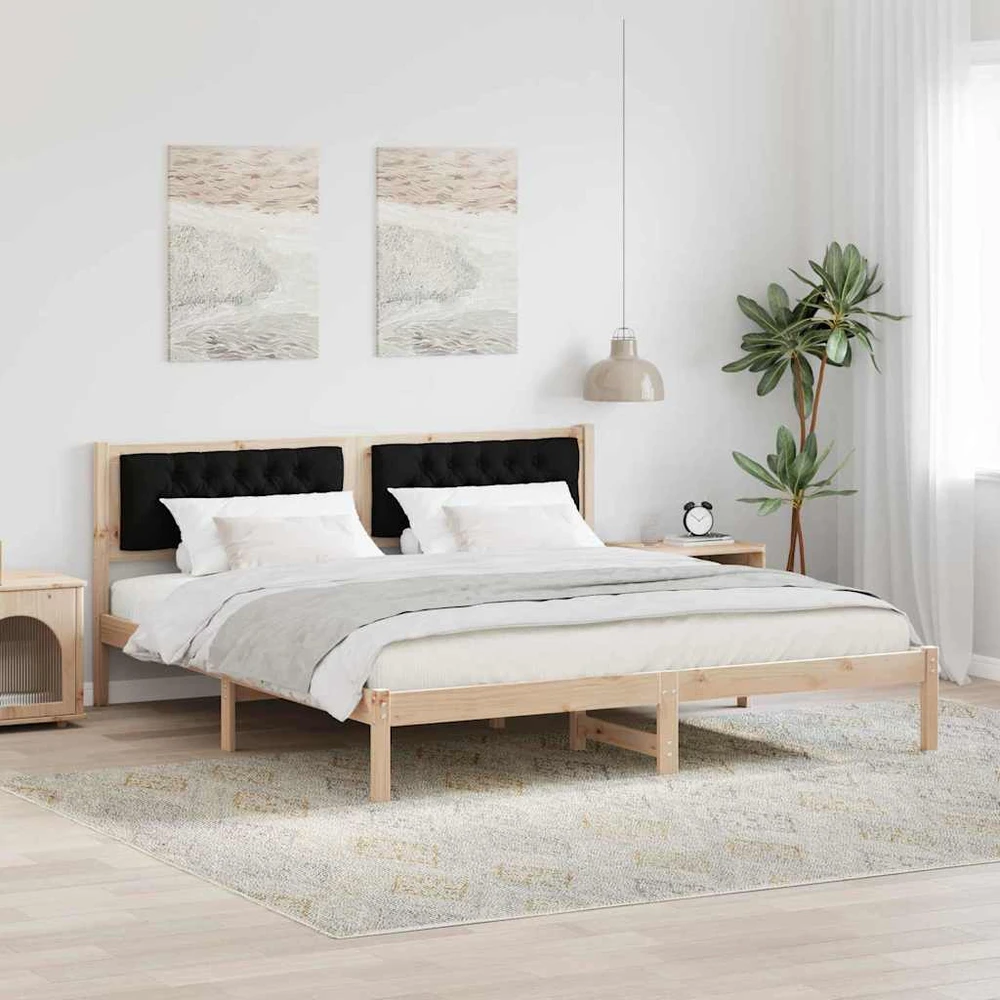 Lovos rėmas Juoda 160 x 200 cm Kietos pušies mediena