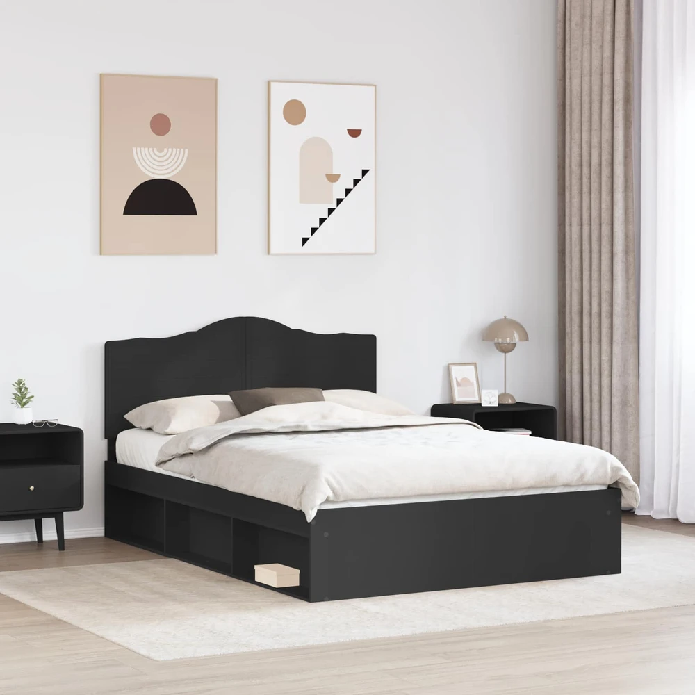 Lovos rėmas Juoda 160 x 200 cm Kietos pušies mediena