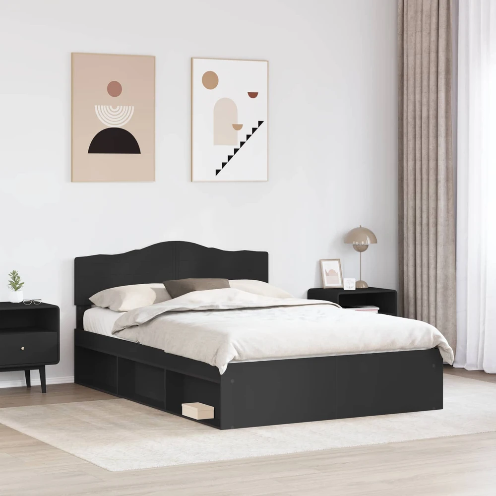 Lovos rėmas Juoda 160 x 200 cm Kietos pušies mediena