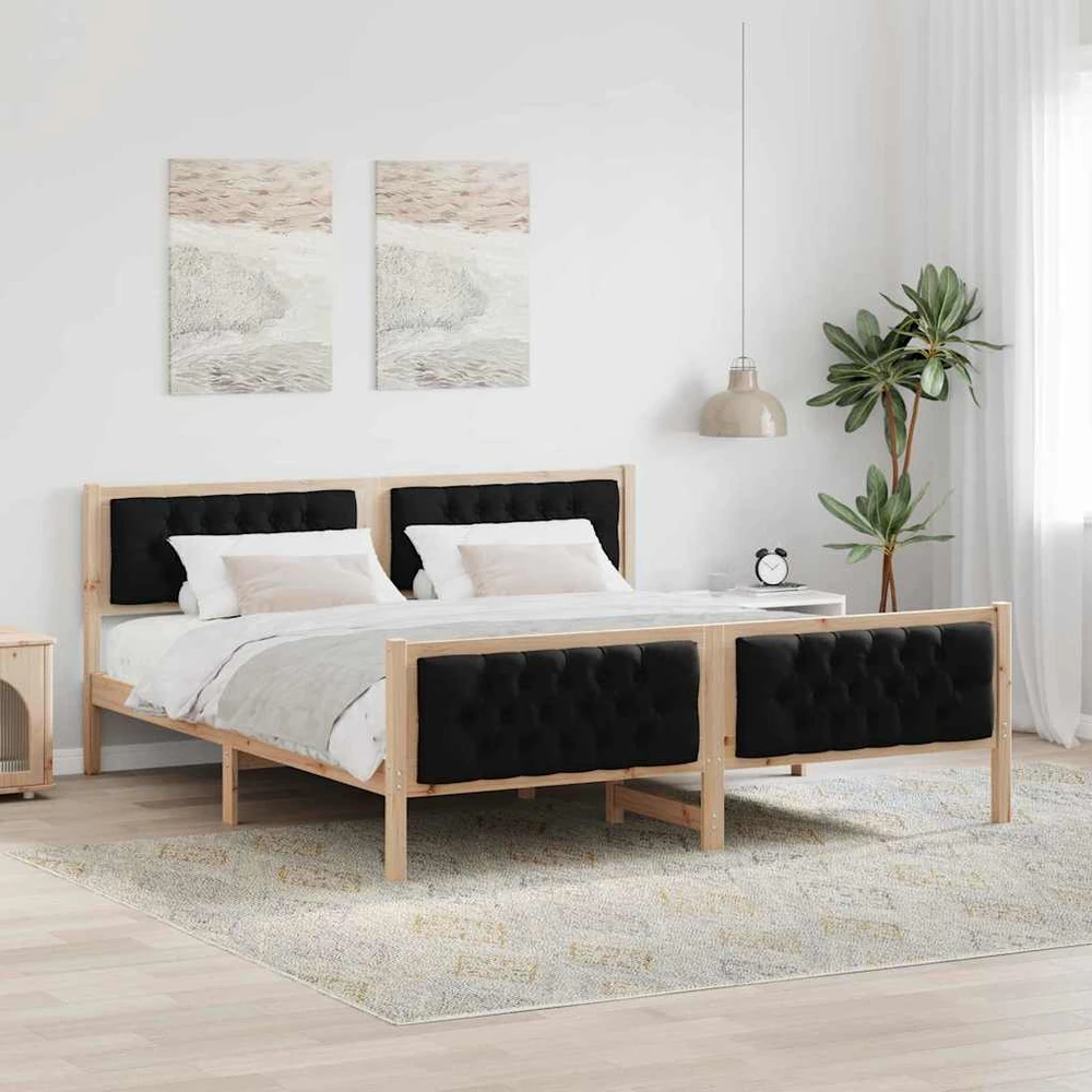 Lovos rėmas Juoda 160 x 200 cm Kietos pušies mediena