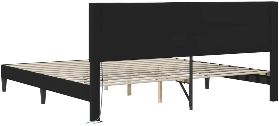 Lovos rėmas su LED juostelėmis Juoda 180 x 200 cm Dirbtinė oda