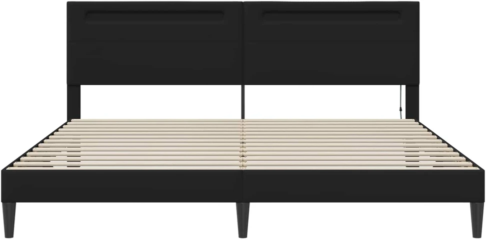 Lovos rėmas su LED juostelėmis Juoda 180 x 200 cm Dirbtinė oda