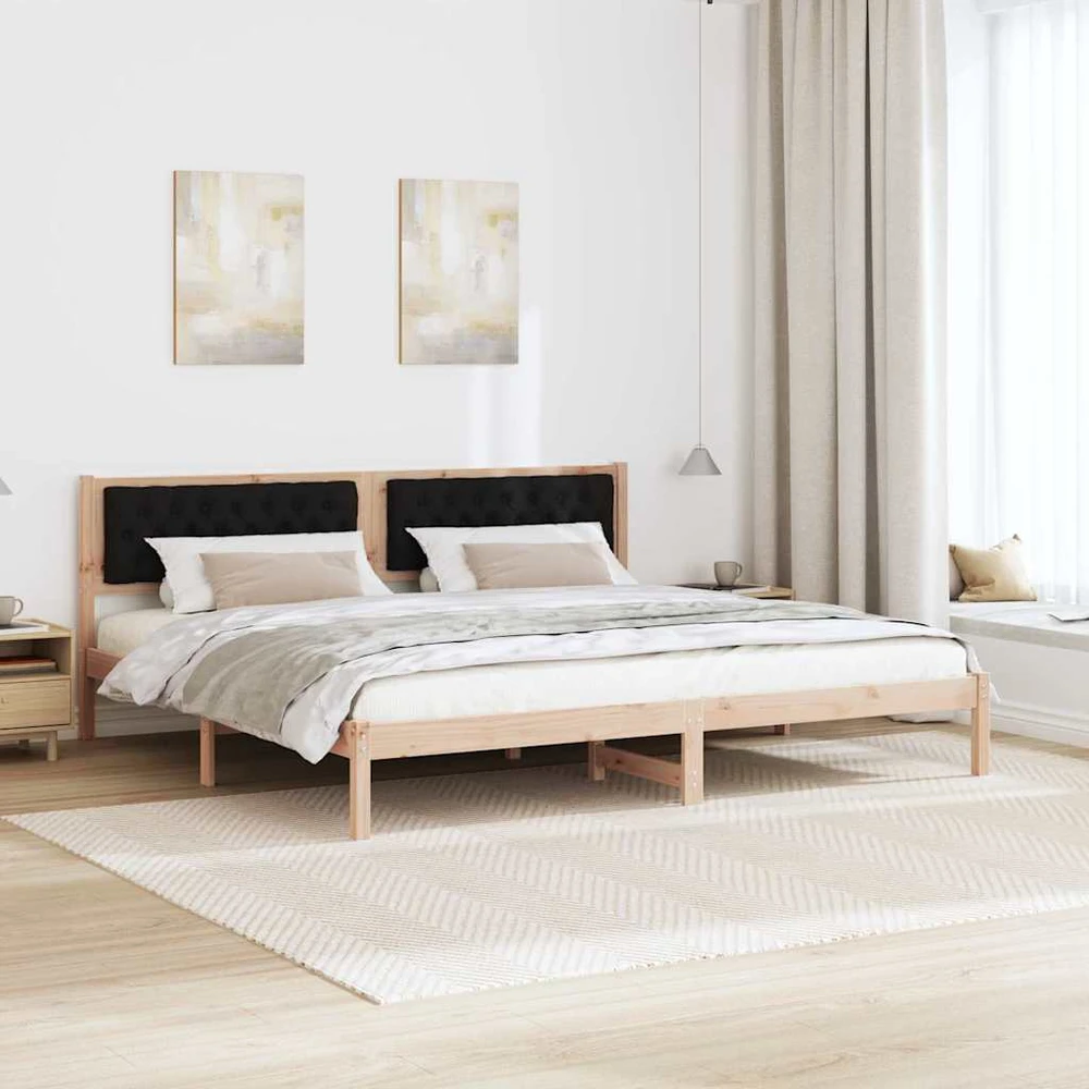 Lovos rėmas Juoda 200 x 200 cm Kietos pušies mediena