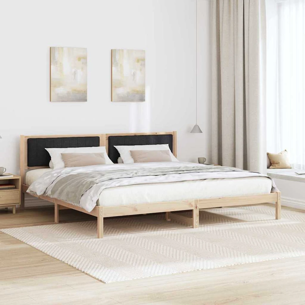 Lovos rėmas Juoda 200 x 200 cm Kietos pušies mediena