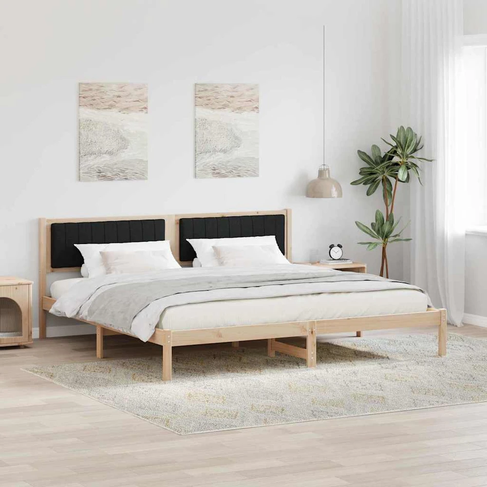 Lovos rėmas Juoda 200 x 200 cm Kietos pušies mediena