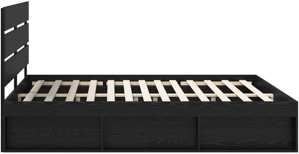 Lovos rėmas Juoda 200 x 200 cm Kietos pušies mediena