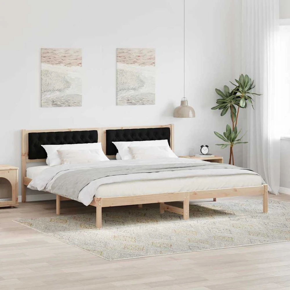Lovos rėmas Juoda 200 x 200 cm Kietos pušies mediena