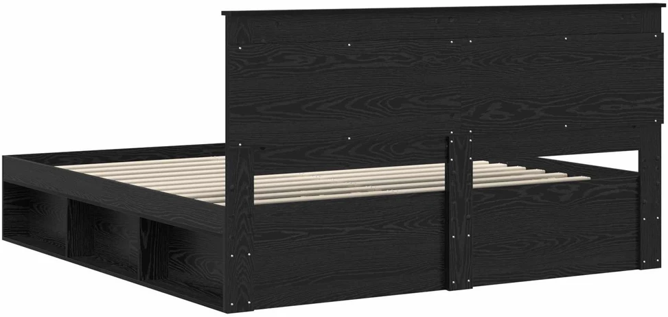 Lovos rėmas Juoda 200 x 200 cm Kietos pušies mediena