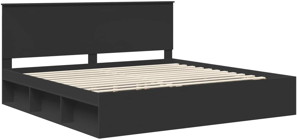 Lovos rėmas Juoda 200 x 200 cm Kietos pušies mediena