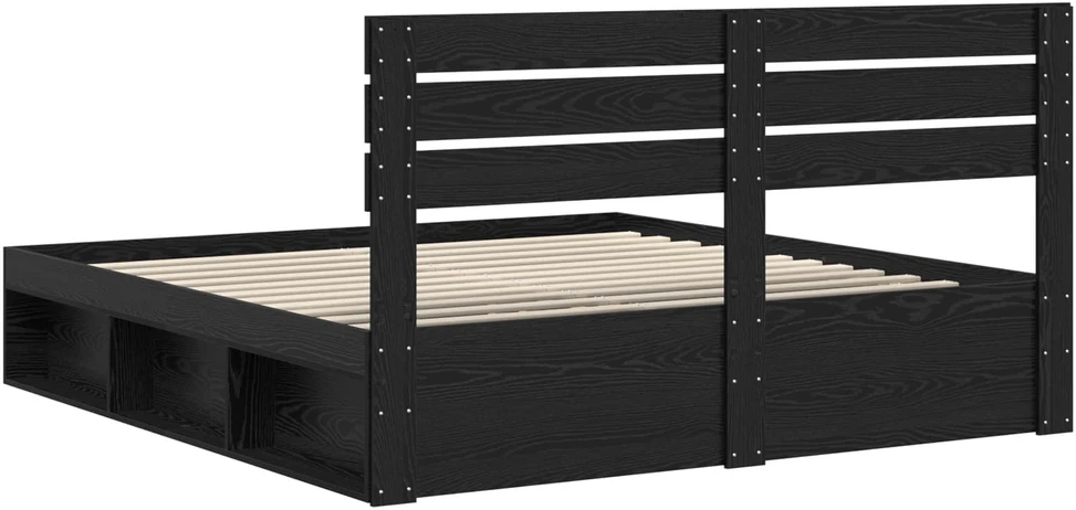 Lovos rėmas Juoda 200 x 200 cm Kietos pušies mediena