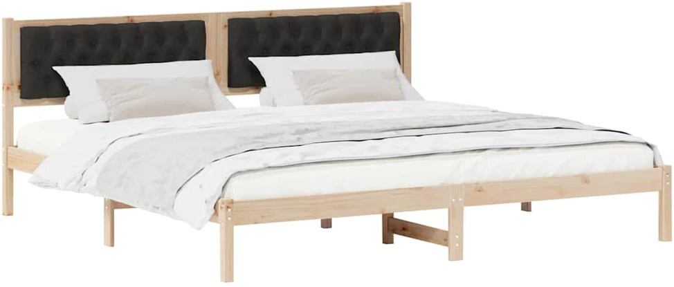 Lovos rėmas Juoda 200 x 200 cm Kietos pušies mediena
