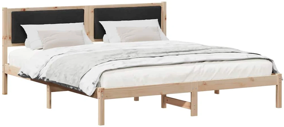 Lovos rėmas Juoda 200 x 200 cm Kietos pušies mediena