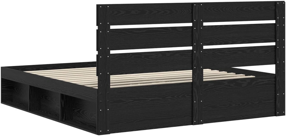 Lovos rėmas Juoda 200 x 200 cm Kietos pušies mediena