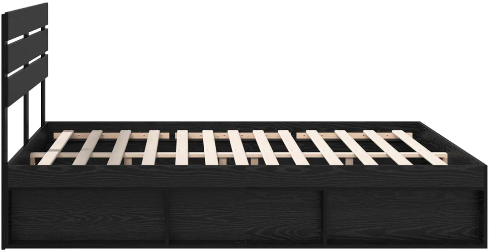 Lovos rėmas Juoda 200 x 200 cm Kietos pušies mediena