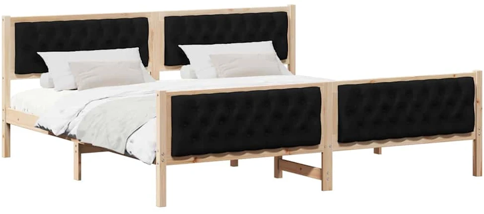 Lovos rėmas Juoda 200 x 200 cm Kietos pušies mediena