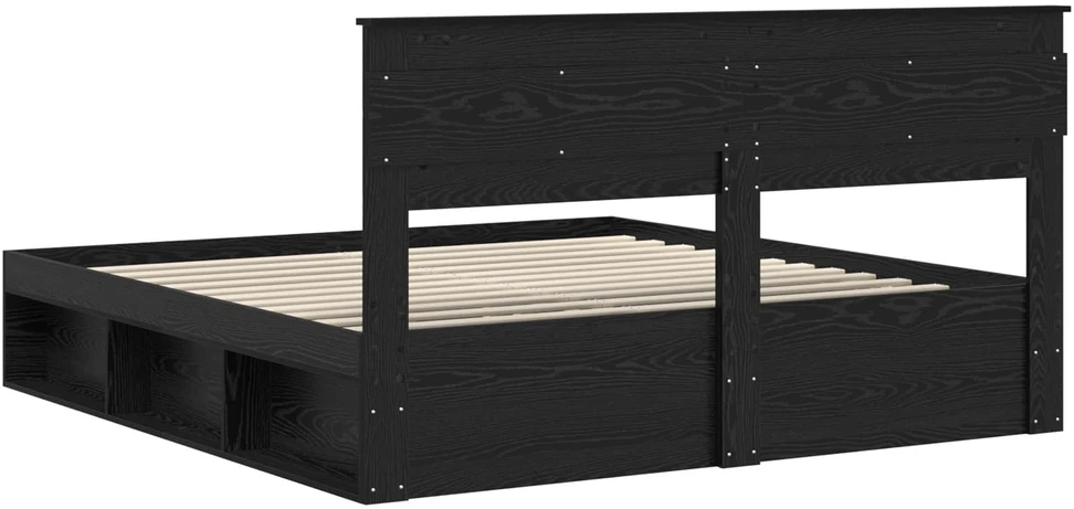 Lovos rėmas Paprastas Juoda 200 x 200 cm Kietos pušies mediena