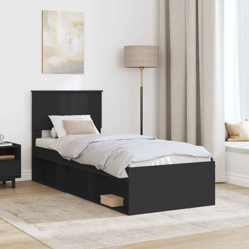 Lova Lovos rėmas Juoda 75 x 190 cm Kietos pušies mediena