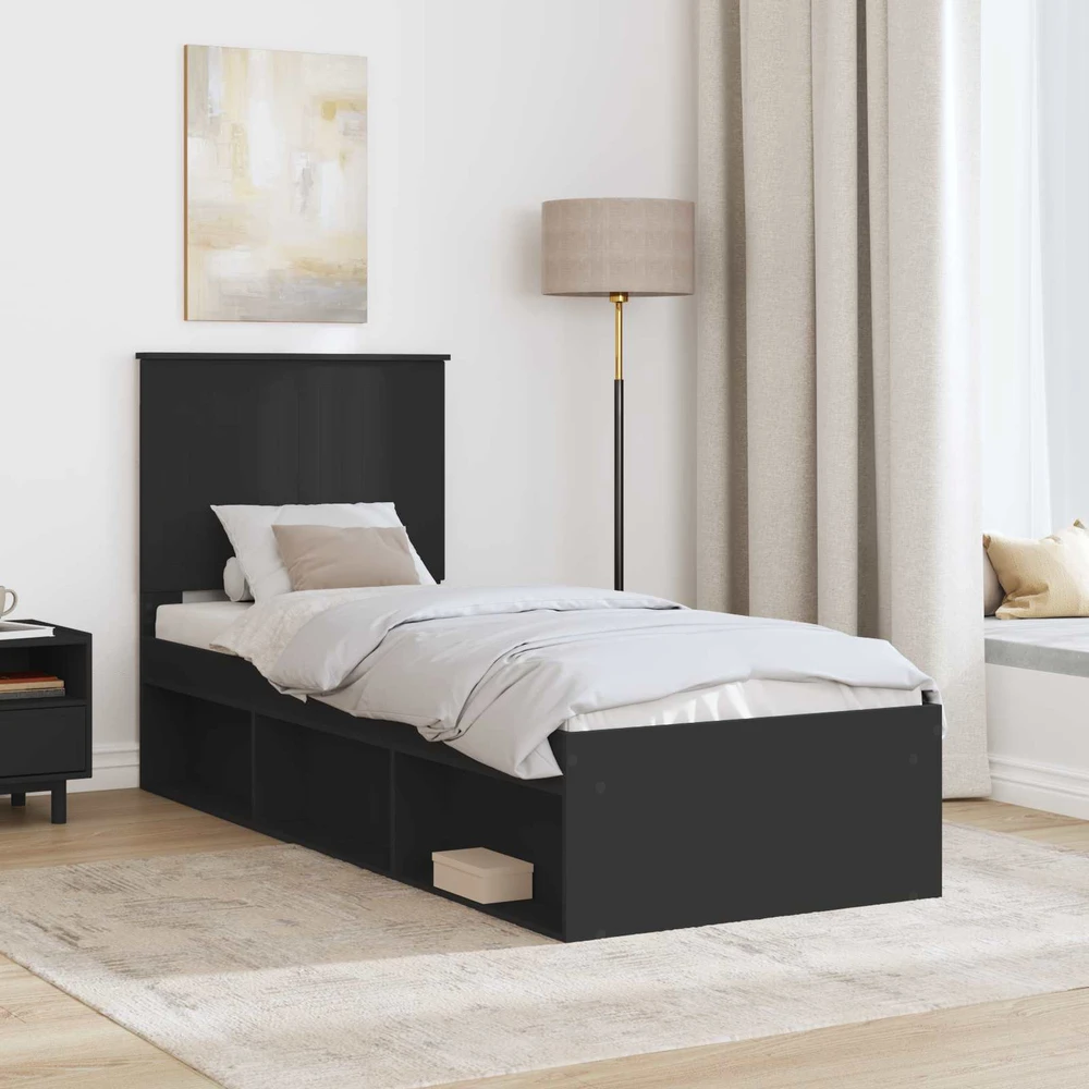 Lova Lovos rėmas Juoda 75 x 190 cm Kietos pušies mediena