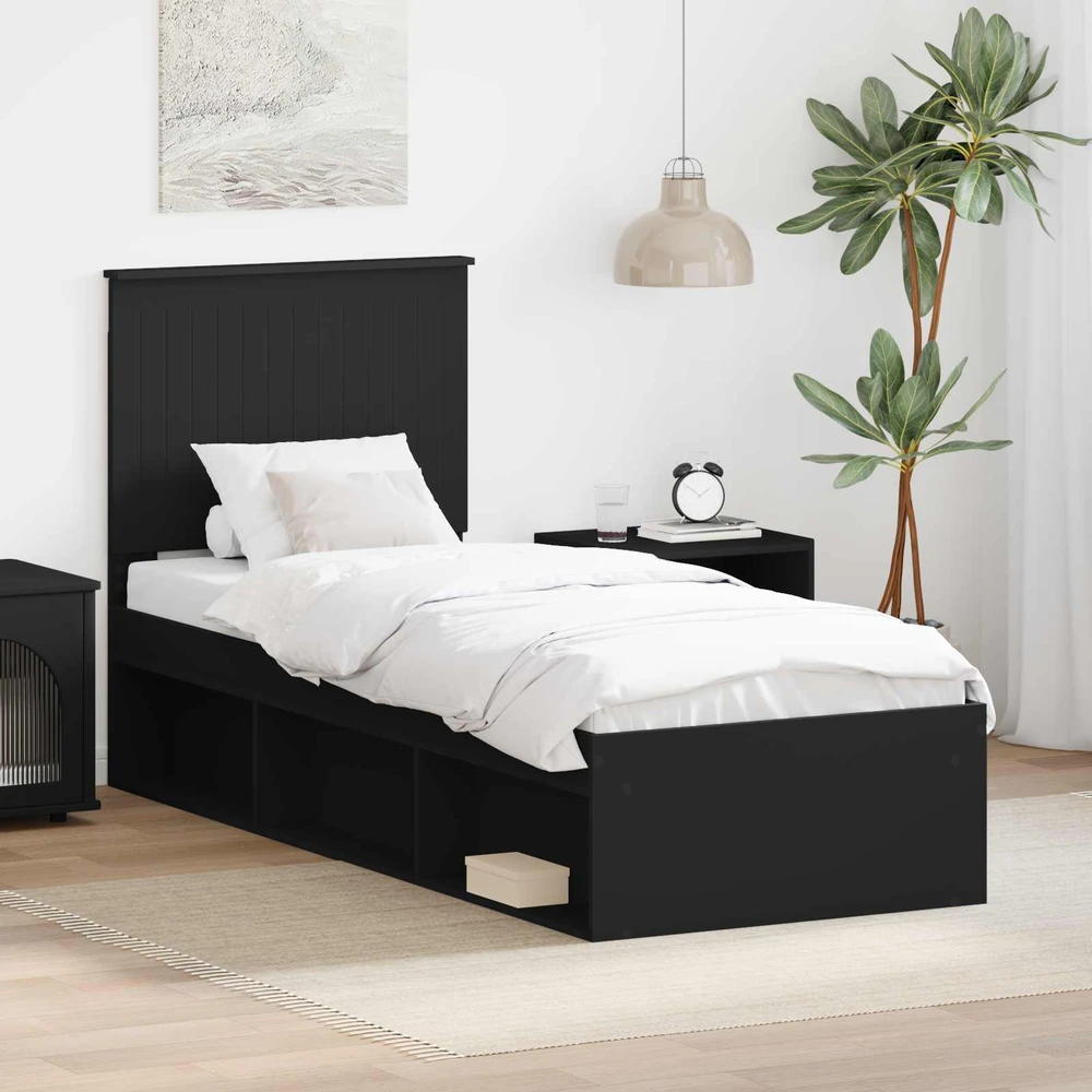 Lova Lovos rėmas Juoda 75 x 190 cm Kietos pušies mediena