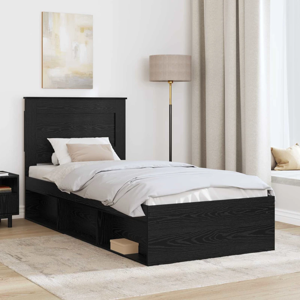 Lova Lovos rėmas Juoda 75 x 190 cm Kietos pušies mediena