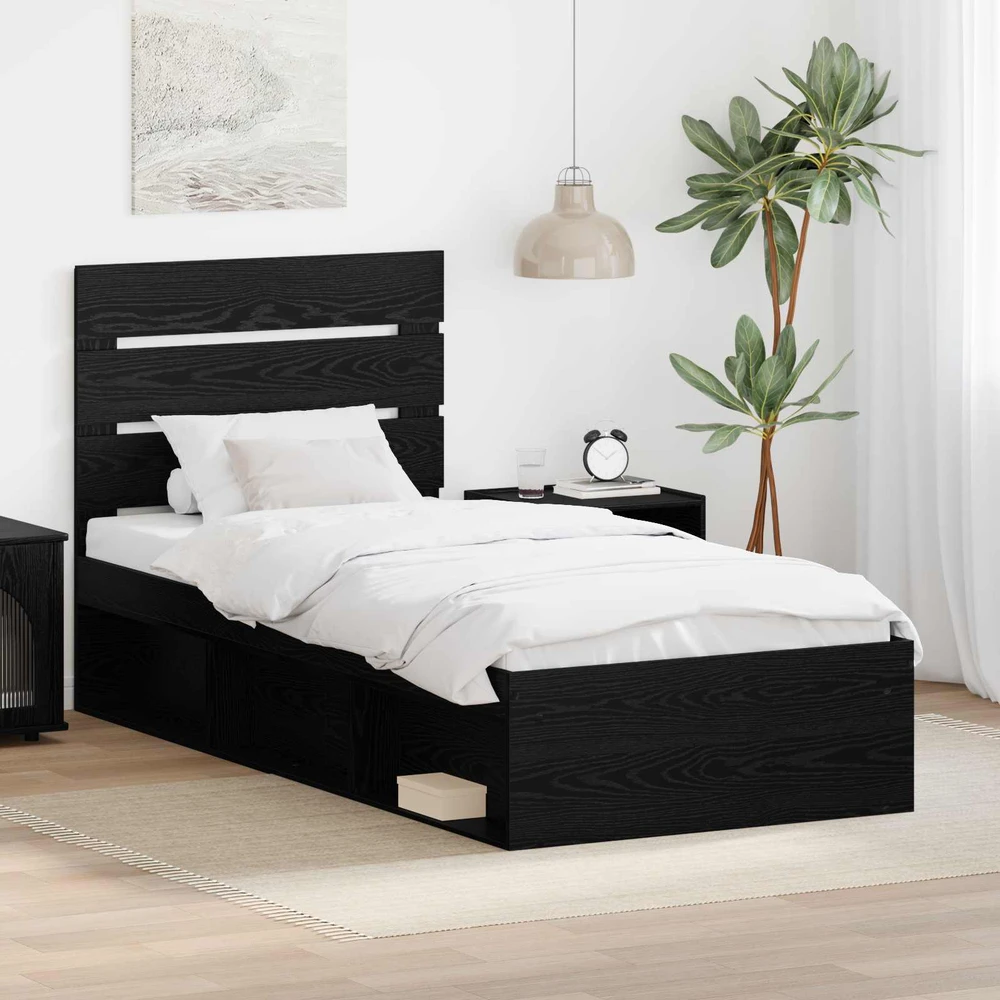 Lova Lovos rėmas Juoda 90 x 190 cm Kietos pušies mediena