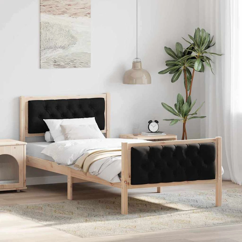 Lova Lovos rėmas Juoda 90 x 190 cm Kietos pušies mediena