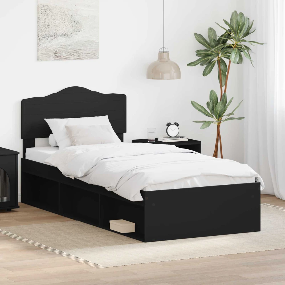 Lova Lovos rėmas Juoda 90 x 190 cm Kietos pušies mediena