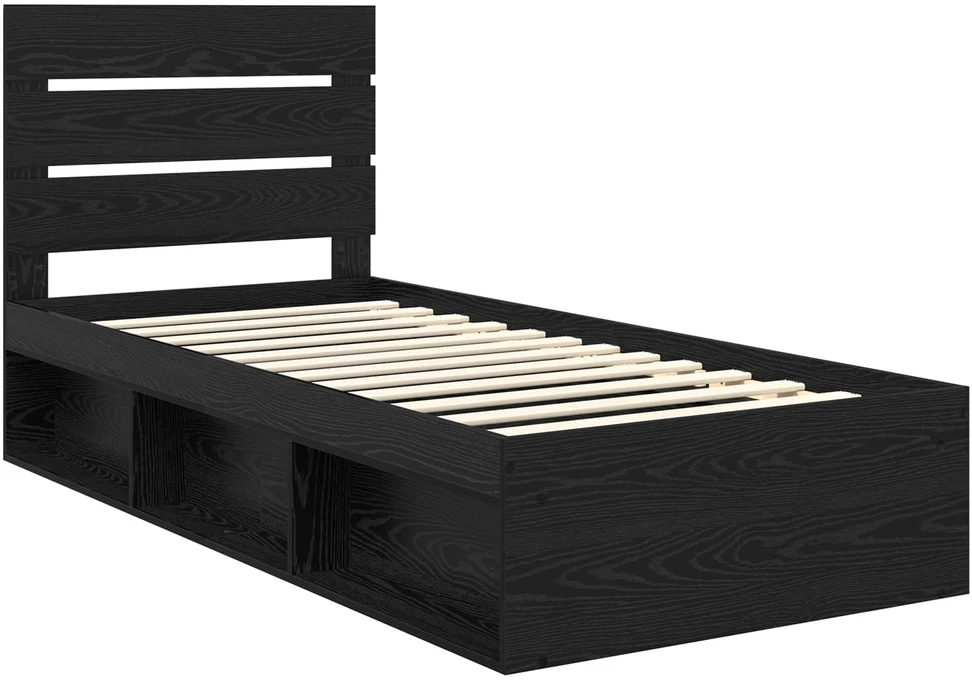 Lova Lovos rėmas Juoda 90 x 190 cm Kietos pušies mediena