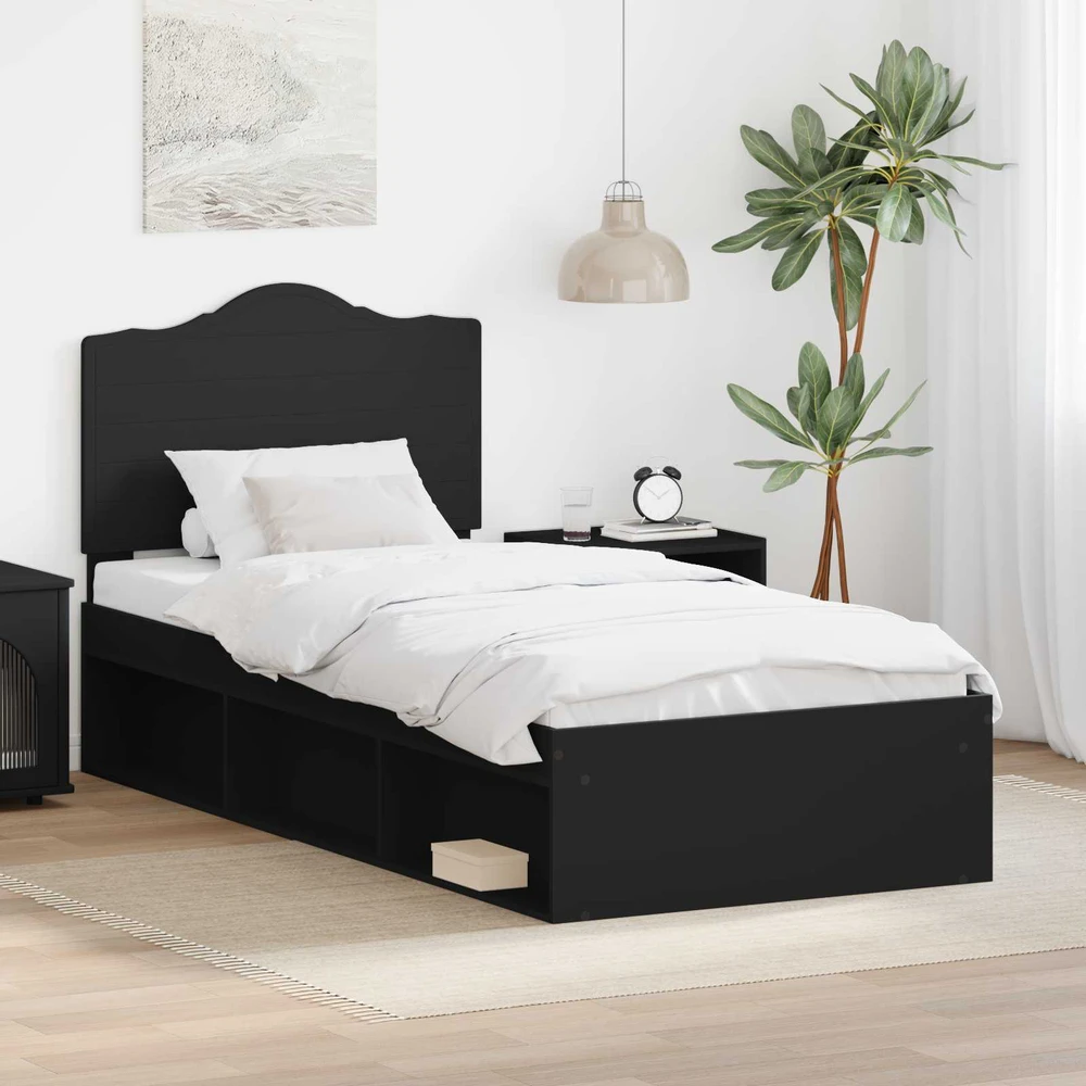 Lova Lovos rėmas Juoda 90 x 190 cm Kietos pušies mediena