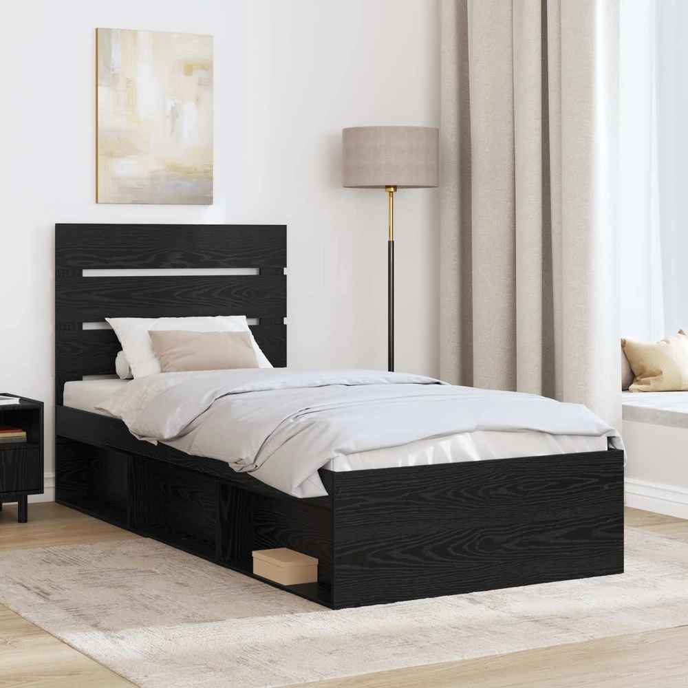 Lova Lovos rėmas Juoda 90 x 190 cm Kietos pušies mediena