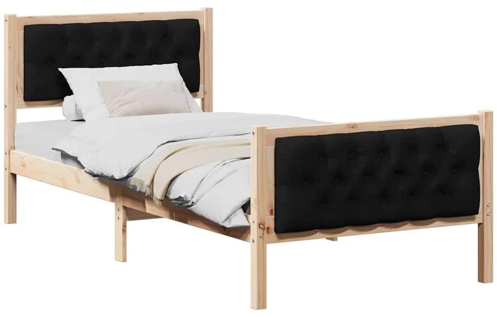 Lova Lovos rėmas Juoda 90 x 190 cm Kietos pušies mediena
