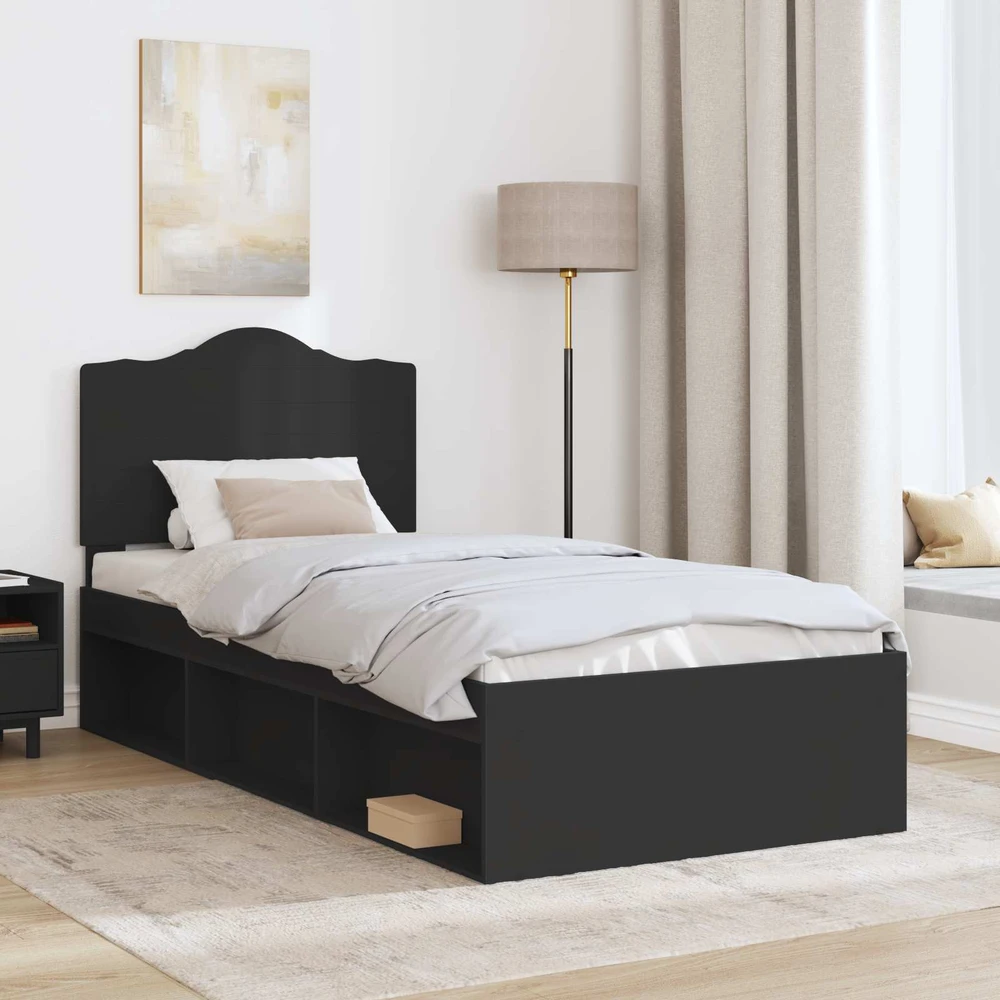 Lova Lovos rėmas Juoda 90 x 190 cm Kietos pušies mediena