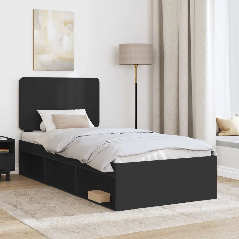 Lova Lovos rėmas Juoda 90 x 190 cm Kietos pušies mediena