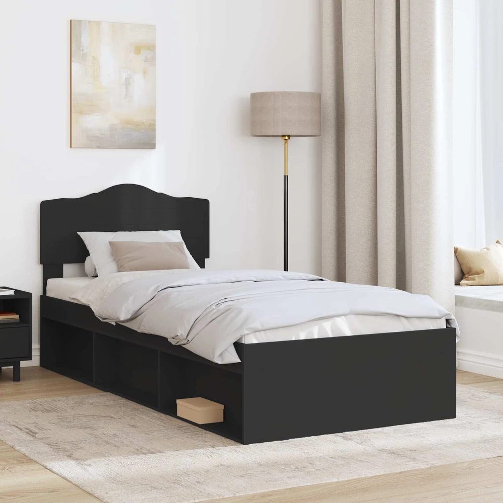 Lova Lovos rėmas Juoda 90 x 190 cm Kietos pušies mediena