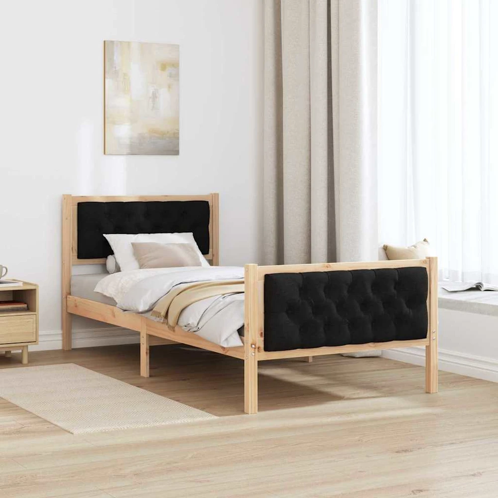 Lova Lovos rėmas Juoda 90 x 190 cm Kietos pušies mediena